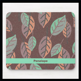 Modern Mint Green Orange und Lila Blätter Mouse Mousepad