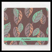 Modern Mint Green Orange und Lila Blätter Mouse Mousepad