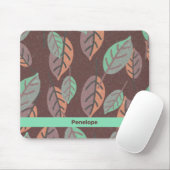 Modern Mint Green Orange und Lila Blätter Mouse Mousepad (Mit Mouse)