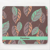 Modern Mint Green Orange und Lila Blätter Mouse Mousepad (Vorne)