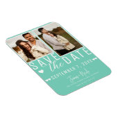 Modern Mint Green Save the Date 2 Foto Hochzeit Magnet (Rechte Seite)