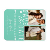 Modern Mint Green Save the Date 2 Foto Hochzeit Magnet (Horizontal)