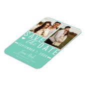 Modern Mint Green Save the Date 2 Foto Hochzeit Magnet (Linke Seite)
