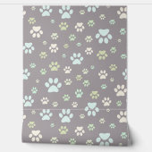 Modern Mint & Grey Paw Print Nursery  Tapete (Abrollen)