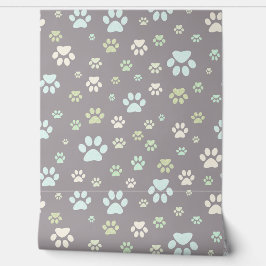 Modern Mint & Grey Paw Print Nursery  Tapete
