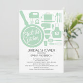 Modern Mint Kitchen Bridal Dusche Einladung (Stehend Vorderseite)