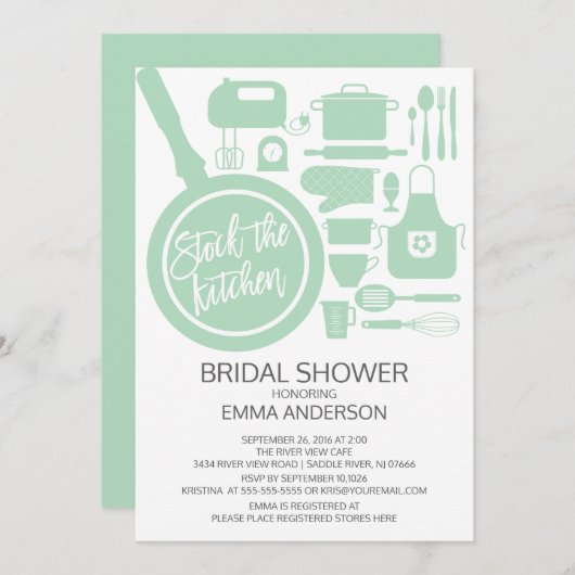 Modern Mint Kitchen Bridal Dusche Einladung (Vorne/Hinten)