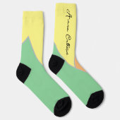 Modern Mint & Peach Pastel Color Block Custom Name Socken (Rechts)