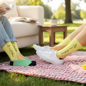 Modern Mint & Peach Pastel Color Block Custom Name Socken