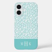 Modern Minze & Aqua Leopard Print Monogram Case-Mate iPhone Hülle (Rückseite)