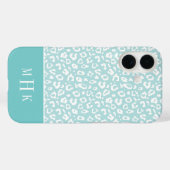 Modern Minze & Aqua Leopard Print Monogram Case-Mate iPhone Hülle (Rückseite (Horizontal))
