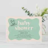 Modern Minze Green & Cream Baby Dusche Einladung (Stehend Vorderseite)