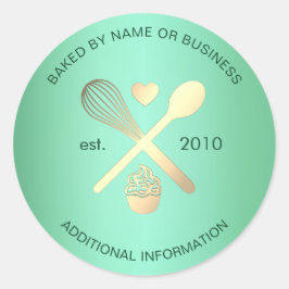 Modern Minze Green und Gold Bakery Cupcake Label Runder Aufkleber