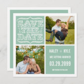 Modern Minze & White Save the Date Foto Cards Einladung (Vorne/Hinten)