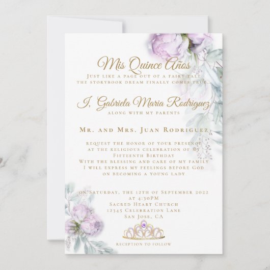 Modern Mis Quince Años Einladung (Vorderseite)