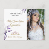 Modern Mis Quince Años Quinceañera Save the Date Postkarte (Vorderseite)