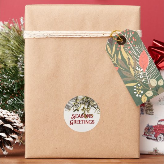 Modern Mistletoe Christmas Runder Aufkleber (Feiertag)
