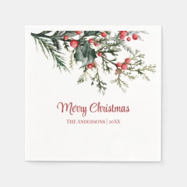 Modern Mistletoe Frohe Weihnachten Serviette