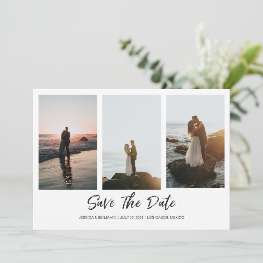 Modern mit Foto Collage Einladung (Stehend Vorderseite)