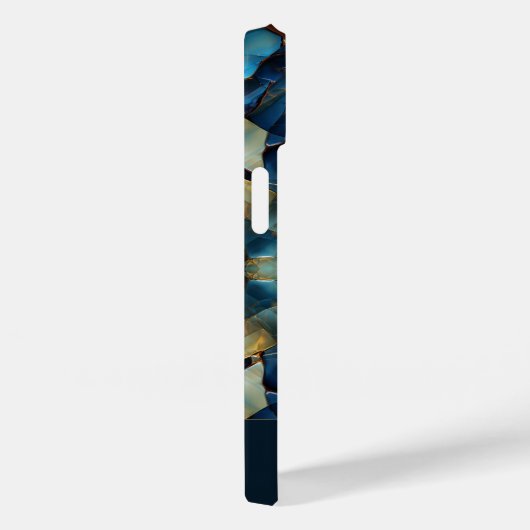 Modern Mit Monogramm Blaues Gold-Mosaikglas Case-Mate iPhone Hülle (Rückseite / Rechts)