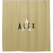 Modern Mit Monogramm Name Tan + Initial Duschvorhang (Vorderseite)