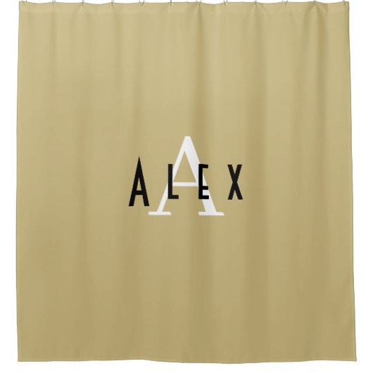 Modern Mit Monogramm Name Tan + Initial Duschvorhang (Vorderseite)