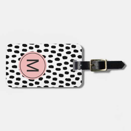Modern Mit Monogramm rosa Gepäckanhänger (Vorderseite horizontal)
