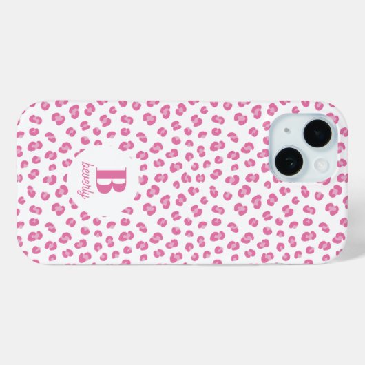 Modern Mit Monogramm rosa Leopard Print Case-Mate iPhone Hülle (Rückseite (Horizontal))