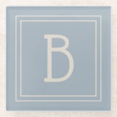 Modern Mit Monogramm Soft Blue & Ivory Initial Glasuntersetzer (Vorderseite)