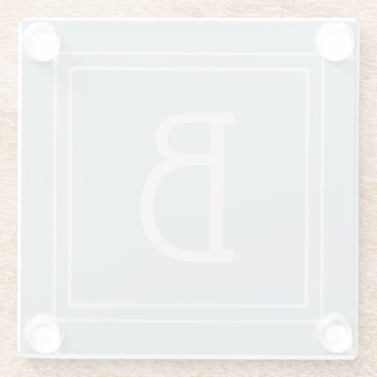 Modern Mit Monogramm Soft Blue & Ivory Initial Glasuntersetzer (Rückseite)