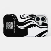 Modern, Mitarbeiter, Schwarzweiß QR-Code iPhone 16 Hülle (Rückseite (Horizontal))