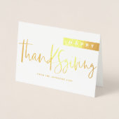 Modern Mix Typografie Happy Thanksgiving Folienkarte (Vorderseite)