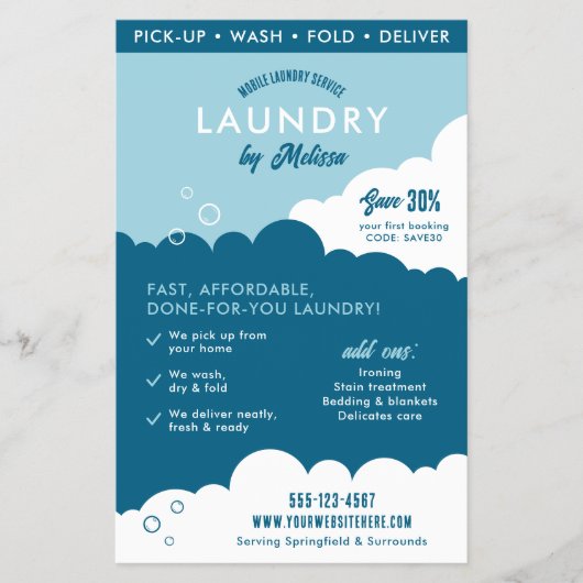 Modern Mobile Laundry Service Laundromat Marketing Flyer (Vorne)