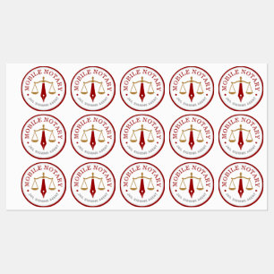Modern Mobile Notary Logo Stempel Rot Gold 15x Etiketten
