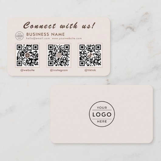 Modern Mocha 3 QR-Code Multi-Social Visitenkarte (Vorne/Hinten)