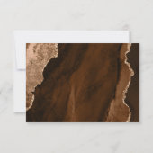 Modern Mocha Brown Agate Gold Script Wedding RSVP Karte (Rückseite)