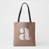 Modern Mocha Brown Bold Retro Monogram Initial Tasche (Vorderseite)