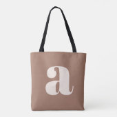 Modern Mocha Brown Bold Retro Monogram Initial Tasche (Rückseite)