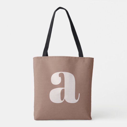 Modern Mocha Brown Bold Retro Monogram Initial Tasche (Rückseite)