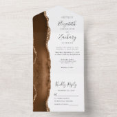 Modern Mocha Brown Gold Agate Wedding All In One Einladung (Innen Boden)