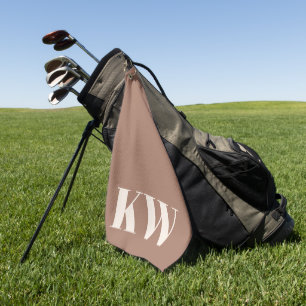 Modern Mocha Brown Monogram Initials Personalisier Golfhandtuch