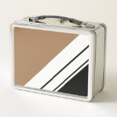 Modern Mocha Brown Schwarz-weiße Rennstrecke Strei Metall Brotdose (Rückseite)