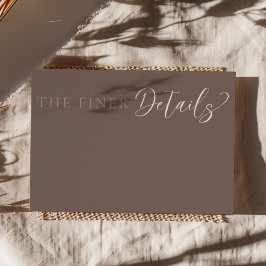 Modern Mocha Brown Wedding Details Begleitkarte