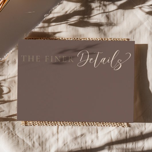 Modern Mocha Brown Wedding Details Begleitkarte
