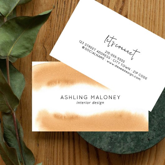 Modern Mocha Kaffee Wasserfarbe Natürliche Minimal Visitenkarte