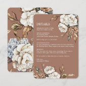 Modern Mocha Mousse Wedding Peony & Hydrangea Begleitkarte (Vorne/Hinten)