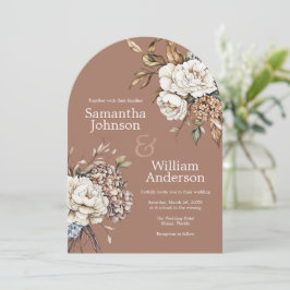Modern Mocha Mousse Wedding Peony & Hydrangea Einladung