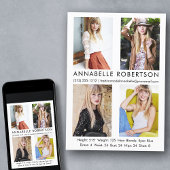 Modern Model Actor 4 Fotos Comp Card Einladung