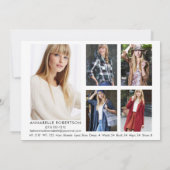 Modern Model Actor 6 Foto Comp Card Einladung (Rückseite)