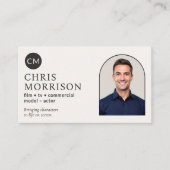 Modern Model Actor Photo Monogram Visitenkarte (Vorderseite)